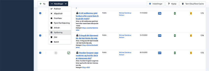 viden hvorfor er min joomla artikel laast oplaas